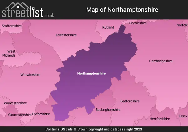 Map of Northamptonshire