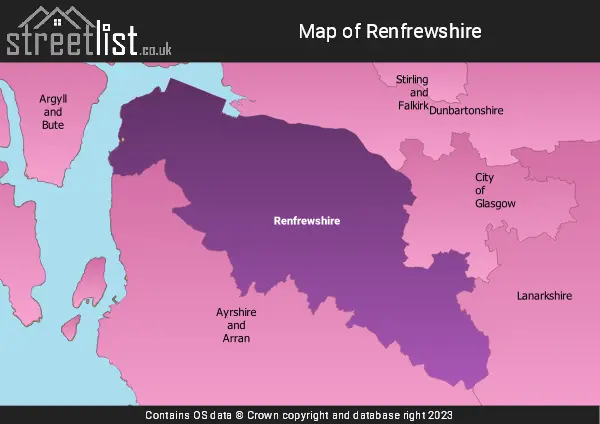 County Map of Renfrewshire: Cities, Towns, and Villages