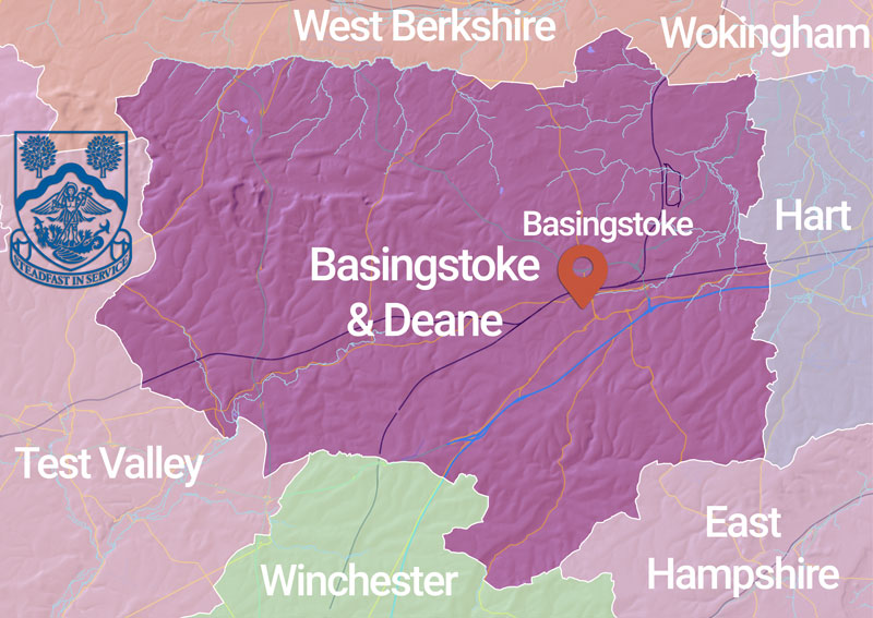 a map of Basingstoke and Deane District (B) Council