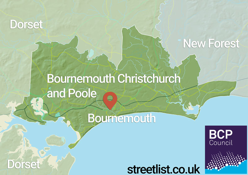 a map of Bournemouth, Christchurch and Poole Council