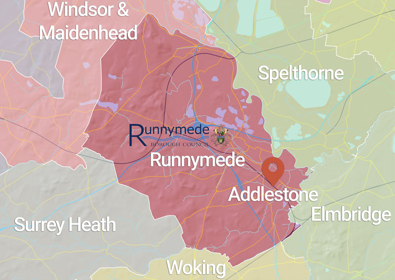 a map of Runnymede District (B) Council