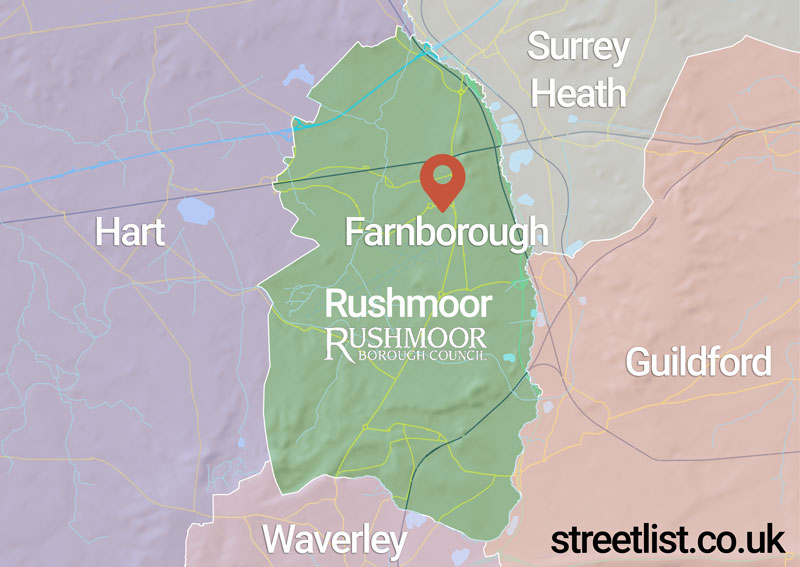 a map of Rushmoor District (B) Council