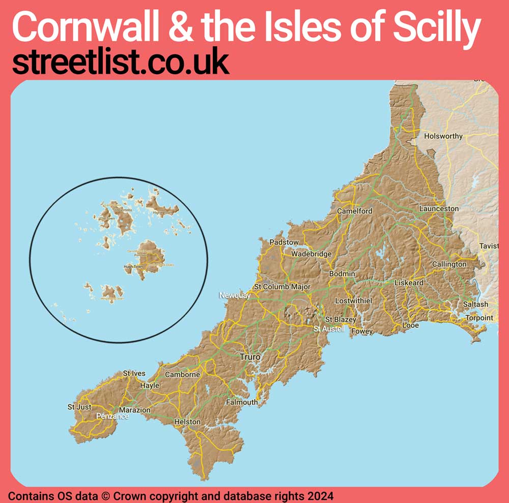 a map of Cornwall