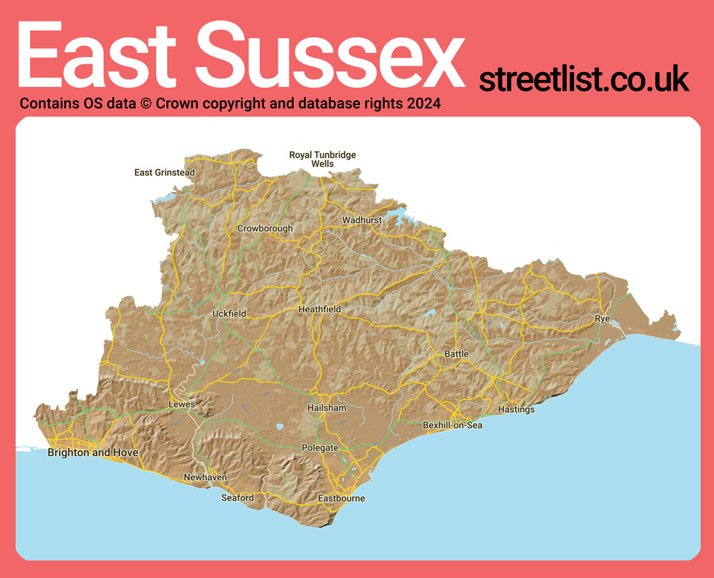 a map of East Sussex