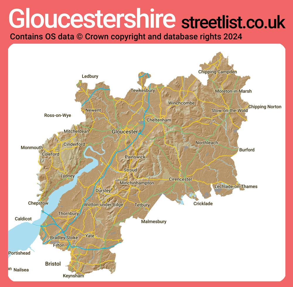 a map of Gloucestershire