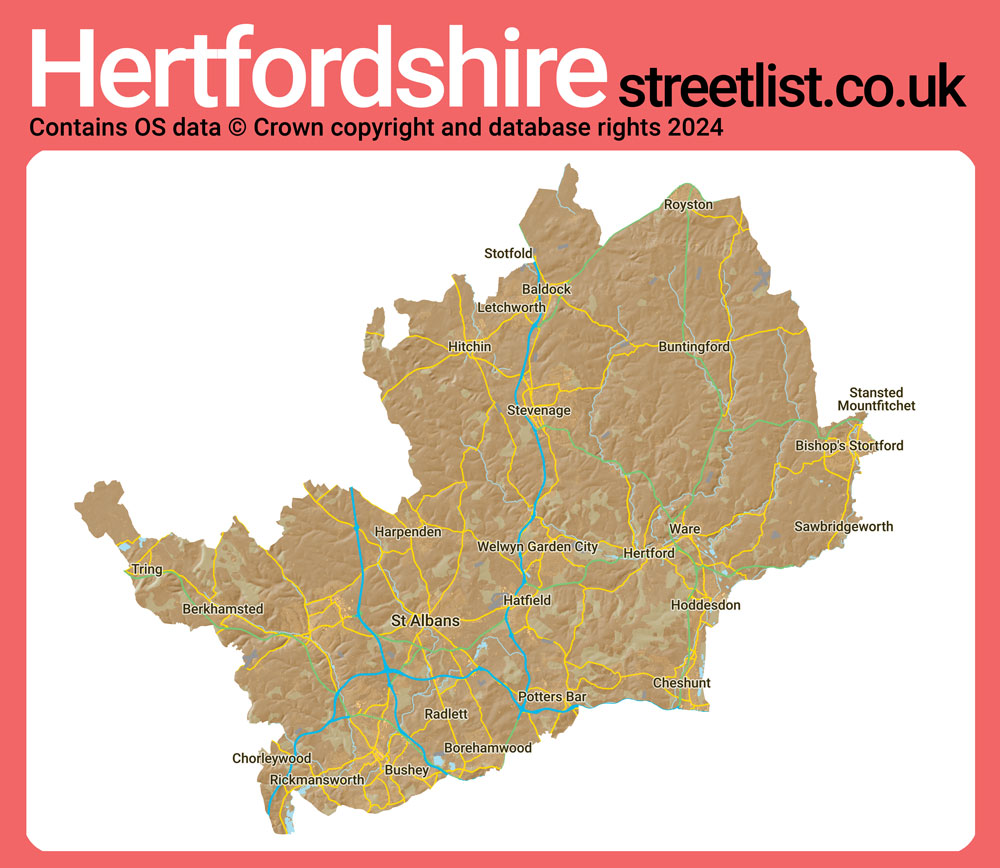 a map of Hertfordshire