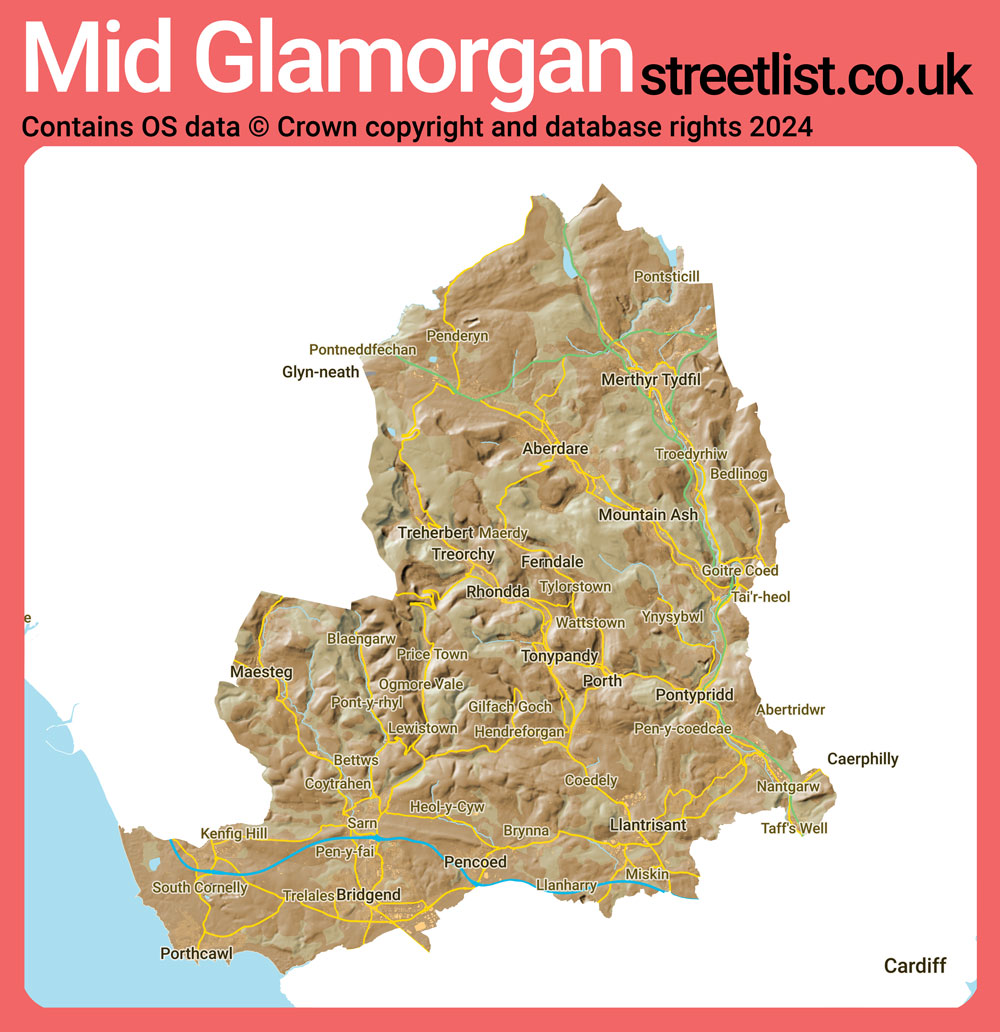 a map of Mid Glamorgan