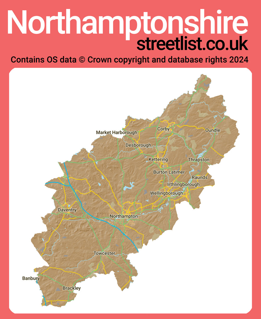 a map of Northamptonshire