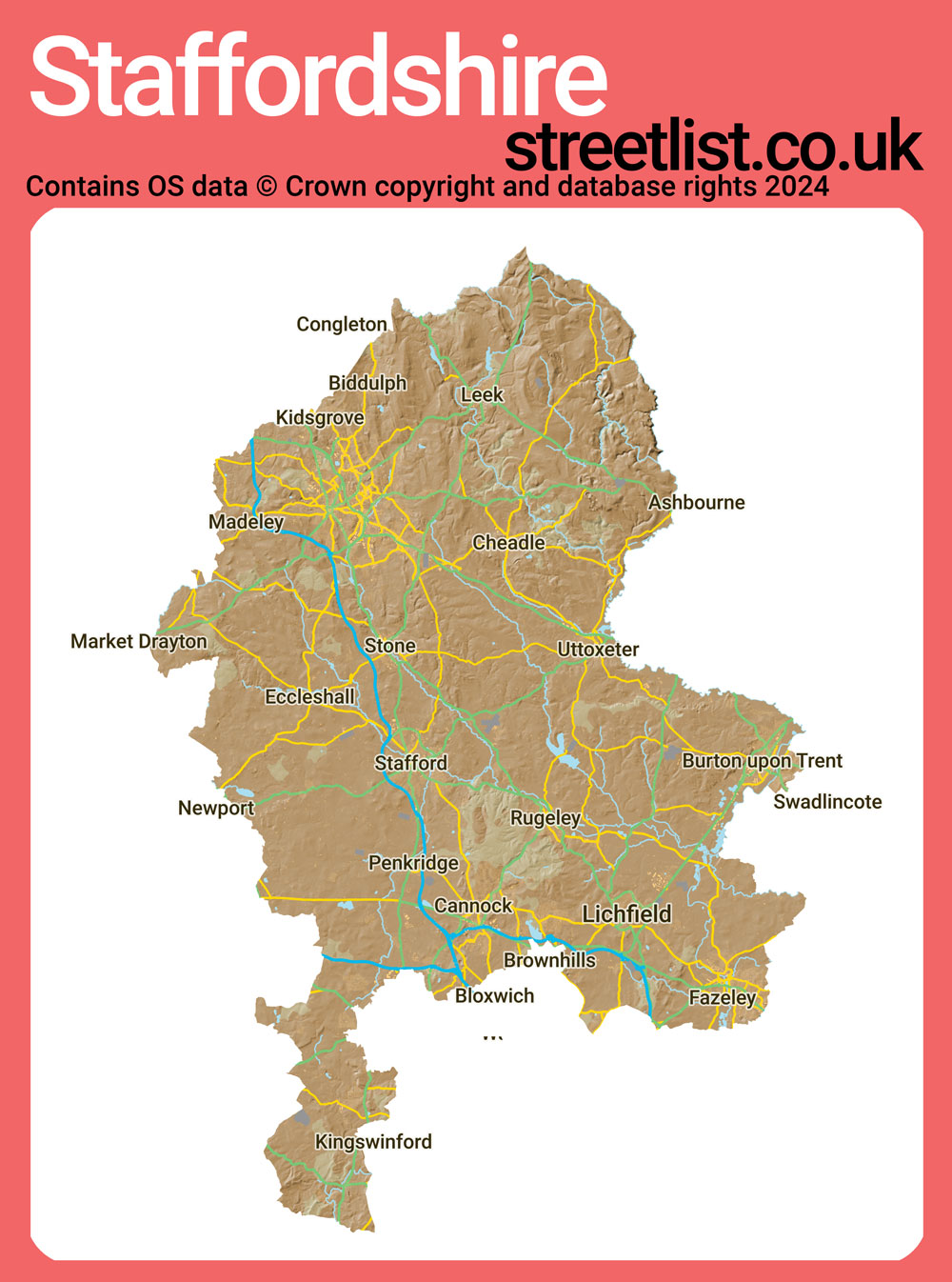 a map of Staffordshire