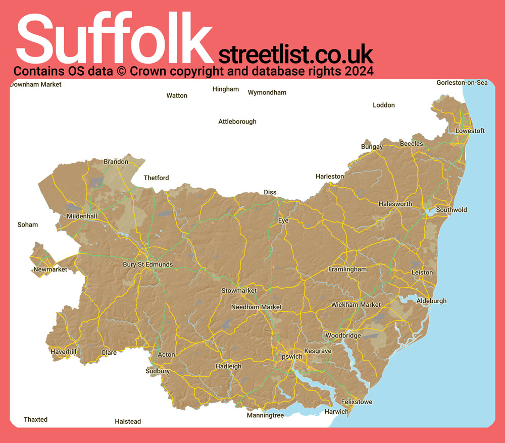 a map of Suffolk