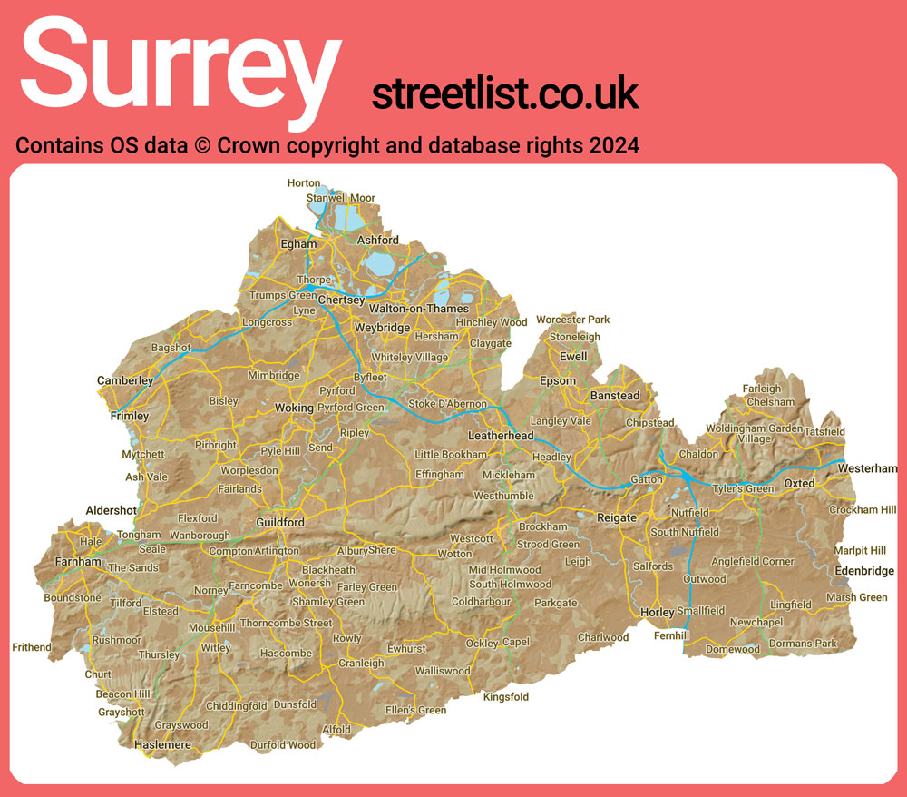 a map of Surrey