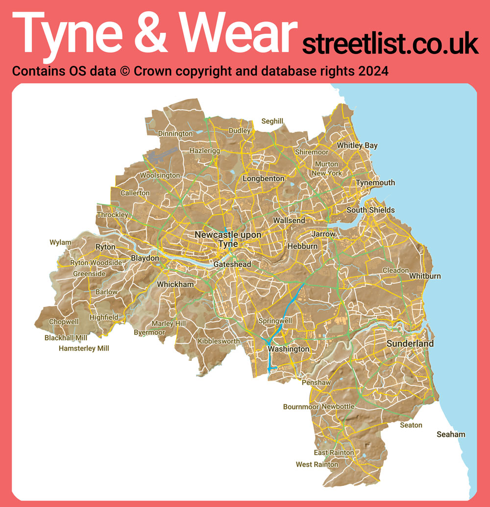 a map of Tyne & Wear