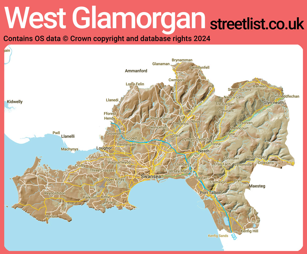 a map of West Glamorgan