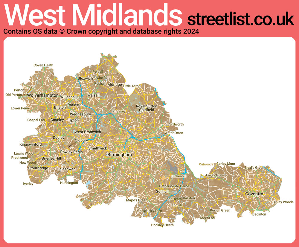 a map of West Midlands