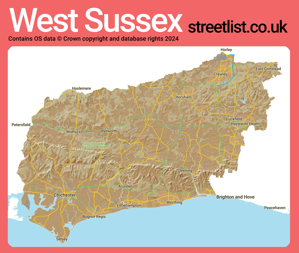 a map of West Sussex