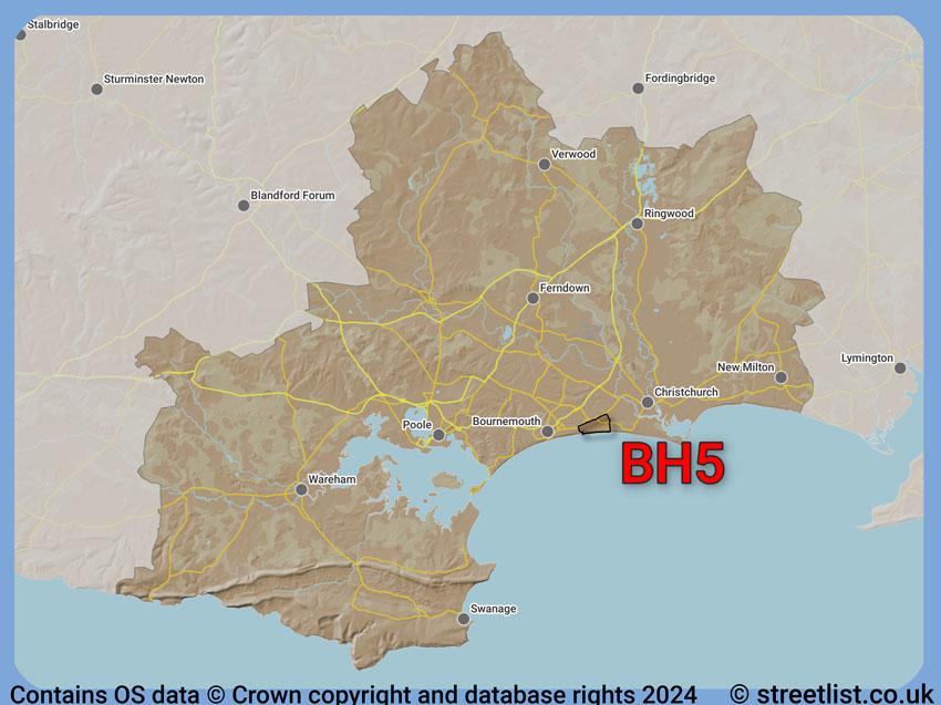 Where the BH5 postcode district lies within the wider  postcode area