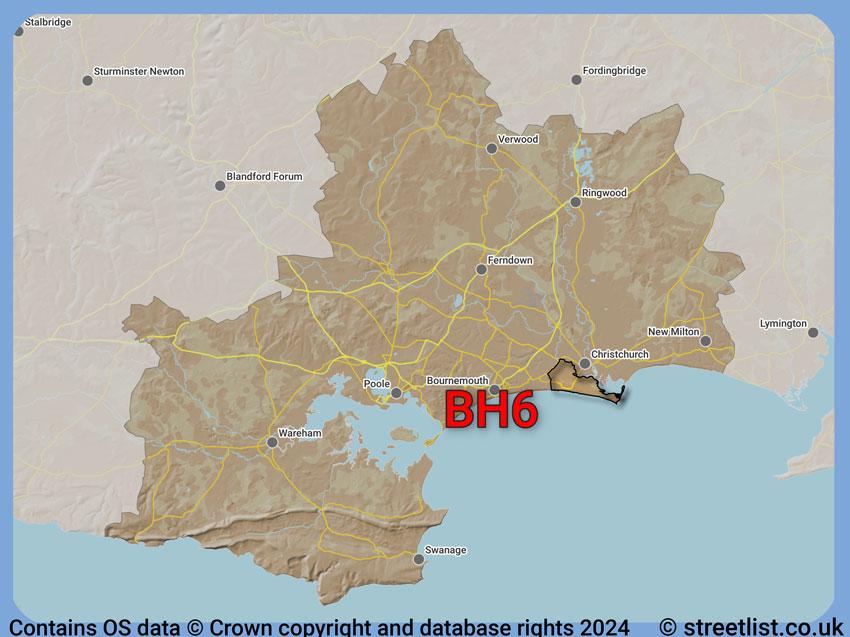 Where the BH6 postcode district lies within the wider  postcode area