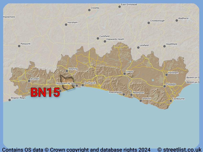 Where the BN15 postcode district lies within the wider  postcode area