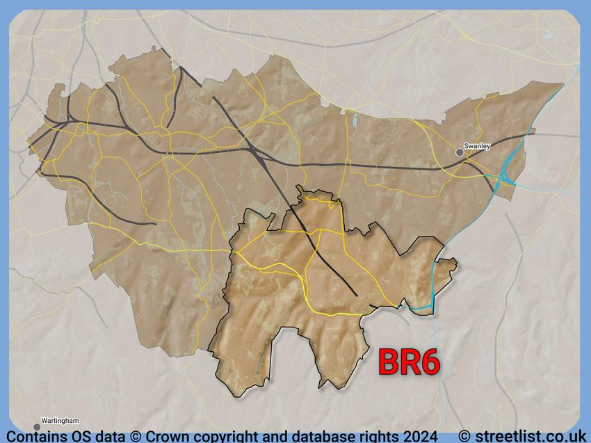 Where the BR6 postcode district lies within the wider  postcode area