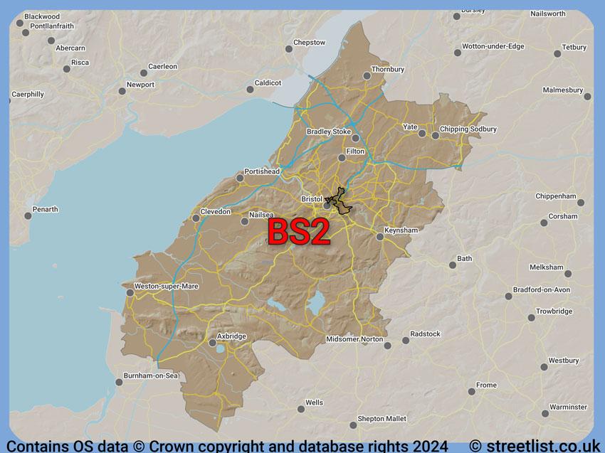 Where the BS2 postcode district lies within the wider  postcode area