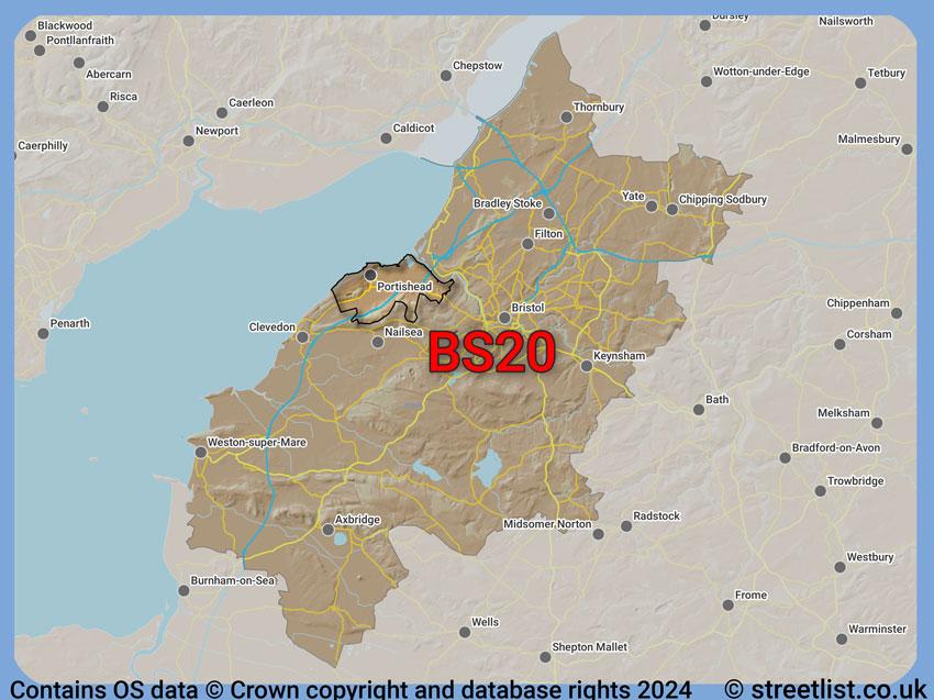 Where the BS20 postcode district lies within the wider  postcode area