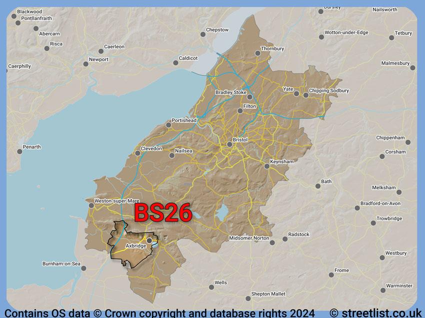 Where the BS26 postcode district lies within the wider  postcode area