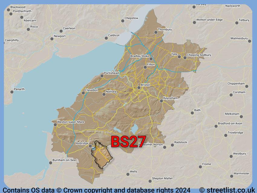 Where the BS27 postcode district lies within the wider  postcode area