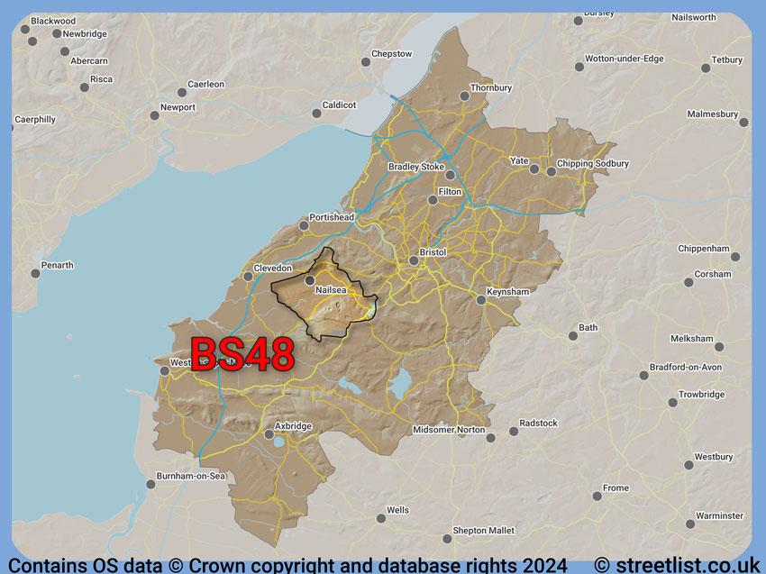 Where the BS48 postcode district lies within the wider  postcode area