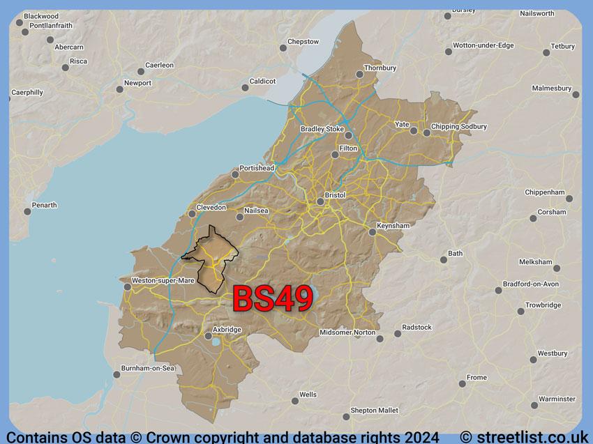 Where the BS49 postcode district lies within the wider  postcode area