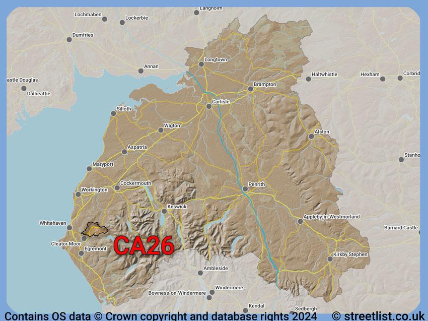 Where the CA26 postcode district lies within the wider  postcode area