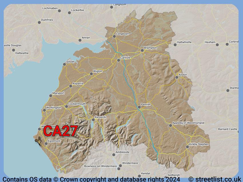 Where the CA27 postcode district lies within the wider  postcode area