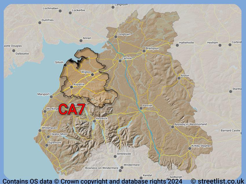 Where the CA7 postcode district lies within the wider  postcode area