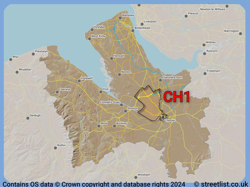 Where the CH1 postcode district lies within the wider  postcode area