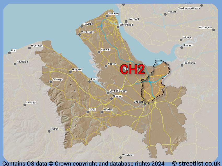 Where the CH2 postcode district lies within the wider  postcode area