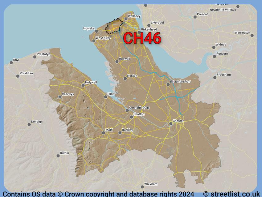 Where the CH46 postcode district lies within the wider  postcode area