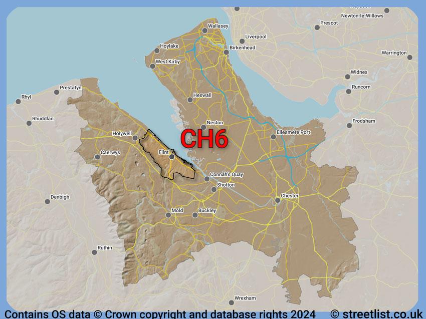 Where the CH6 postcode district lies within the wider  postcode area