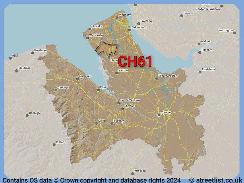 Where the CH61 postcode district lies within the wider  postcode area