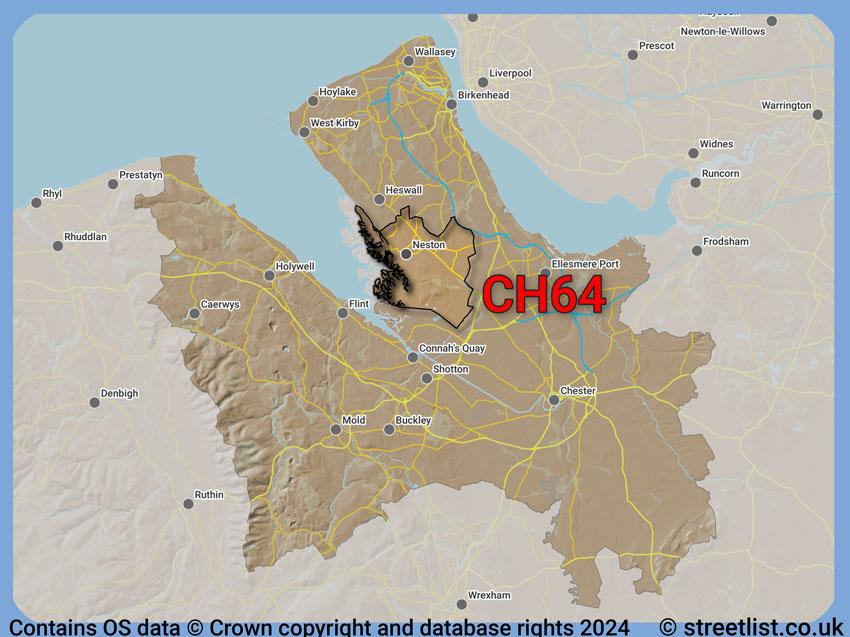 Where the CH64 postcode district lies within the wider  postcode area