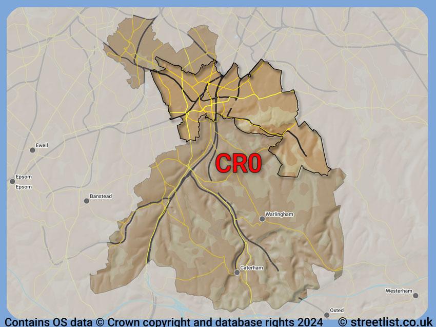 Where the CR0 postcode district lies within the wider  postcode area