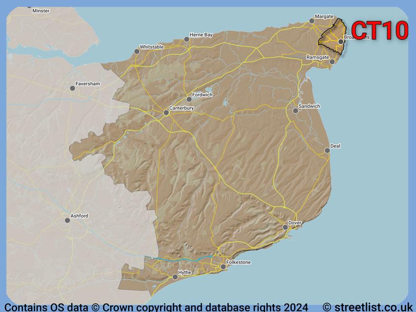 Where the CT10 postcode district lies within the wider  postcode area