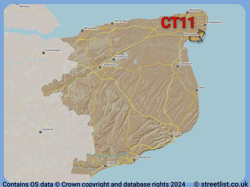 Where the CT11 postcode district lies within the wider  postcode area