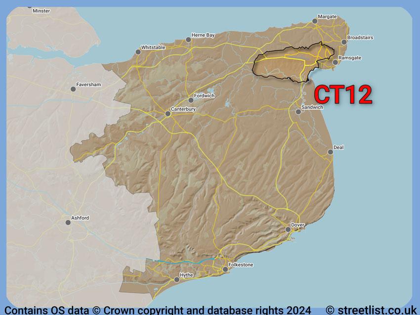 Where the CT12 postcode district lies within the wider  postcode area