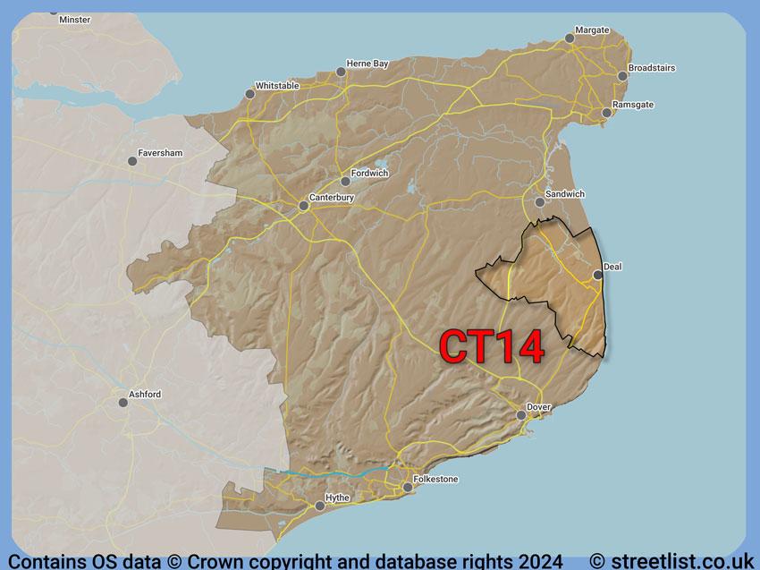 Where the CT14 postcode district lies within the wider  postcode area