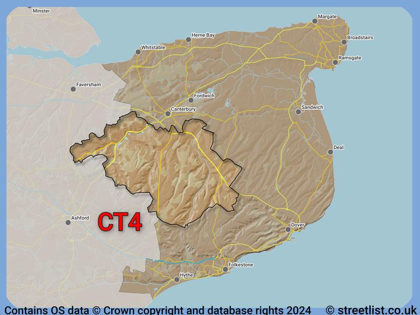 Where the CT4 postcode district lies within the wider  postcode area