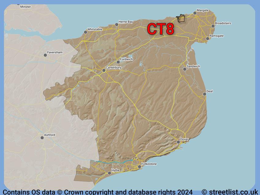 Where the CT8 postcode district lies within the wider  postcode area