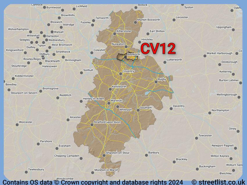 Where the CV12 postcode district lies within the wider  postcode area