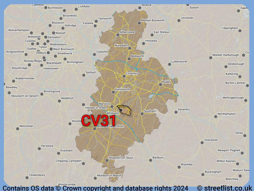 Where the CV31 postcode district lies within the wider  postcode area