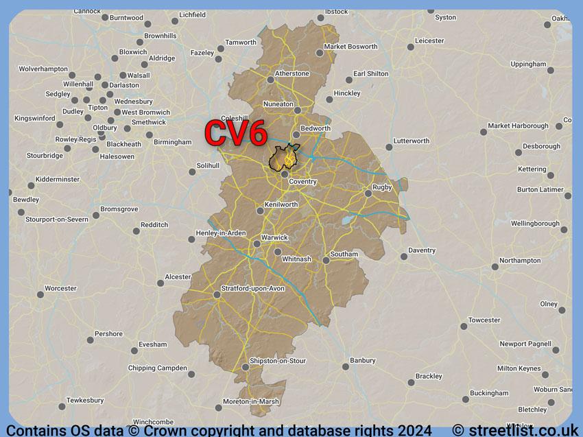 Where the CV6 postcode district lies within the wider  postcode area