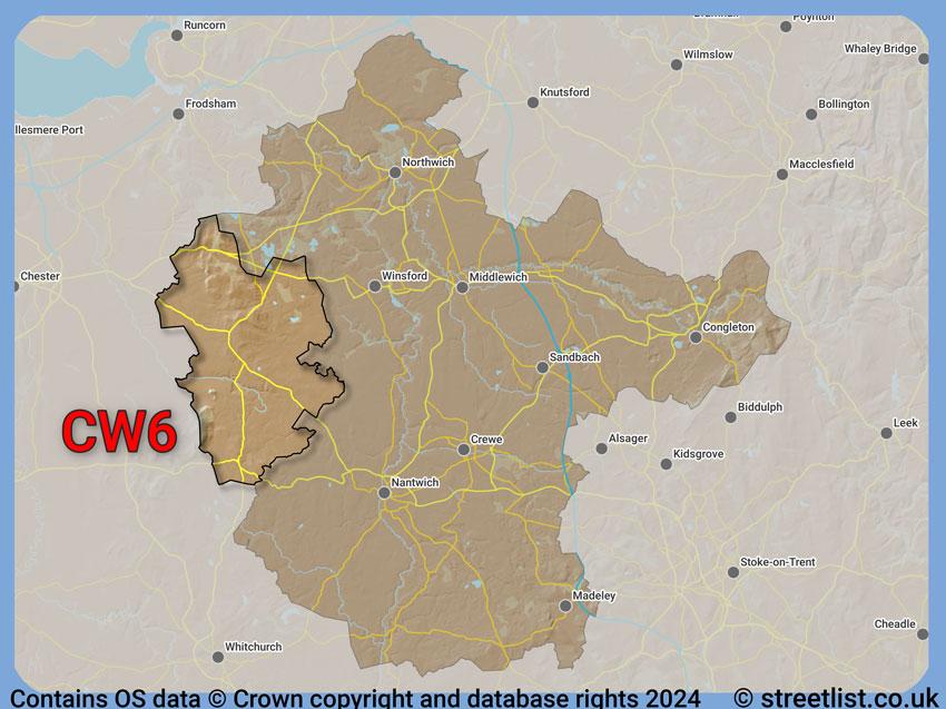 Where the CW6 postcode district lies within the wider  postcode area