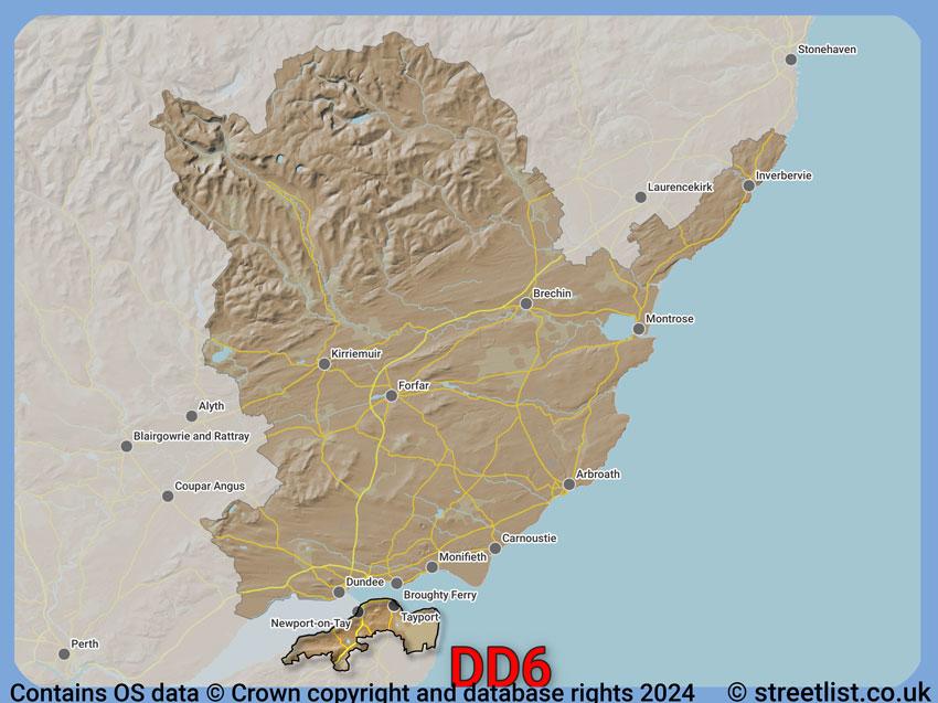 Where the DD6 postcode district lies within the wider  postcode area